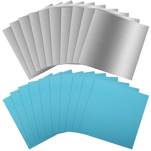 20 Pack 6061 T6 Aluminum Sheet Metal 6 x 6 x 1/64 Inch Flat Plain Aluminum by ZOFORTY