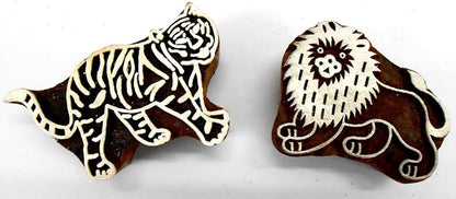Lion Tiger Wooden Blocks Stamps by CraftsofIndia