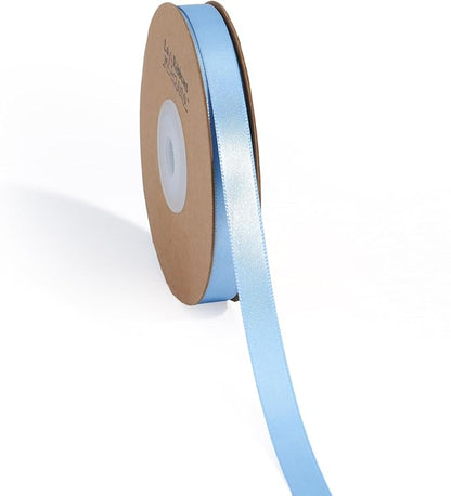 LaRibbons Light Blue Satin Ribbon 3/8 Inch 50 Yards Thin Luxury Double Faced by LaRibbons