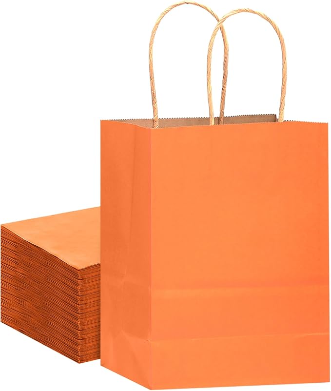 qiqee 32-Packs Orange Paper Gift Bags - Image 4