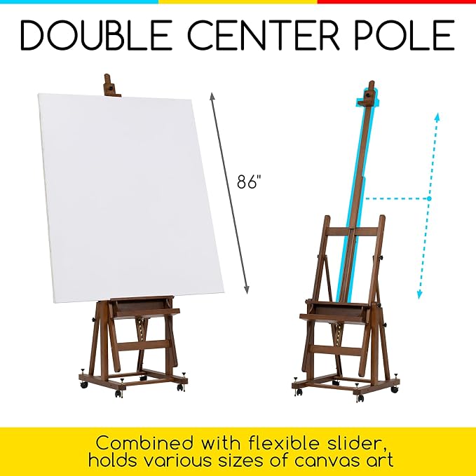 MEEDEN Enlarged Heavy-Duty H-Frame Easel: Artist Solid Beech Wooden Studio Easel - Image 4