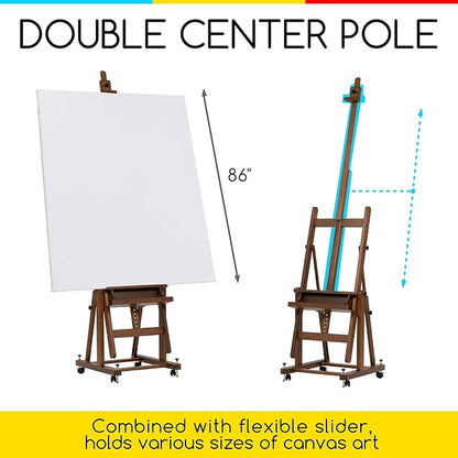 MEEDEN Enlarged Heavy-Duty H-Frame Easel: Artist Solid Beech Wooden Studio Easel - Image 4