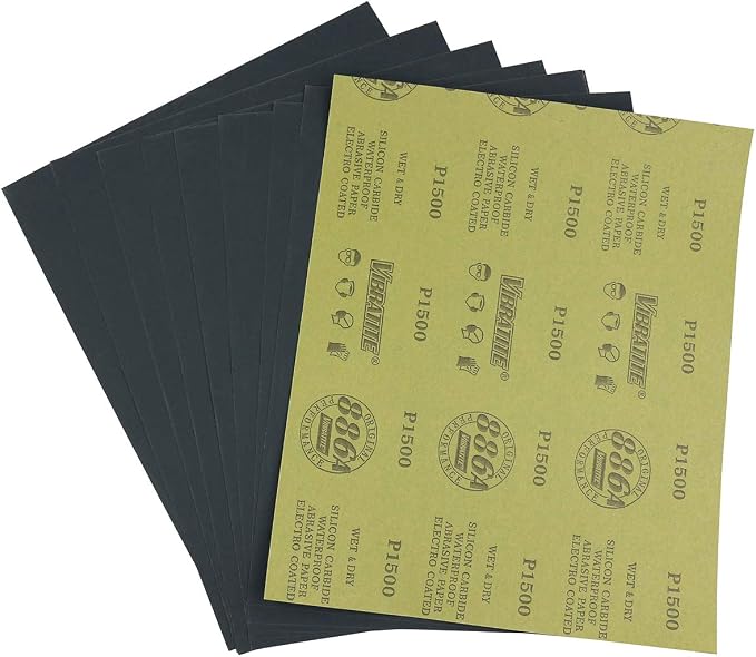 Sandpaper Sheets, 1500 Grit Dry Wet Sand Paper, 9 x 11 Inch, Silicon Carbide by MAXMAN