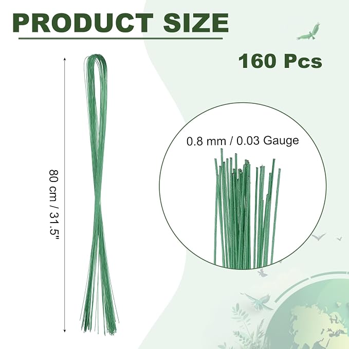 PATIKIL 32 Inch 22 Gauge Floral Stem Wire, 4 Pack/160 Pieces Bouquet Stem Paper - Image 2