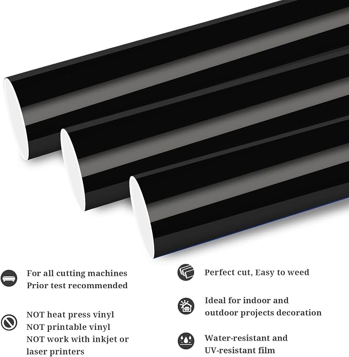 TECKWRAP Permanent Adhesive Vinyl 12" x 10ft, Glossy Black - Image 2