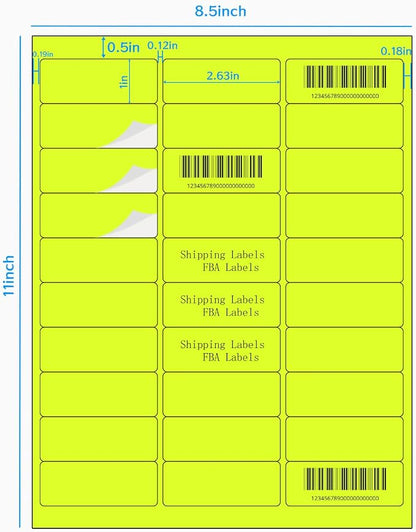 STARLIBOO 1" x 2-5/8" Address Labels- Neon Color Fluorescent Mailing Labels - Image 2