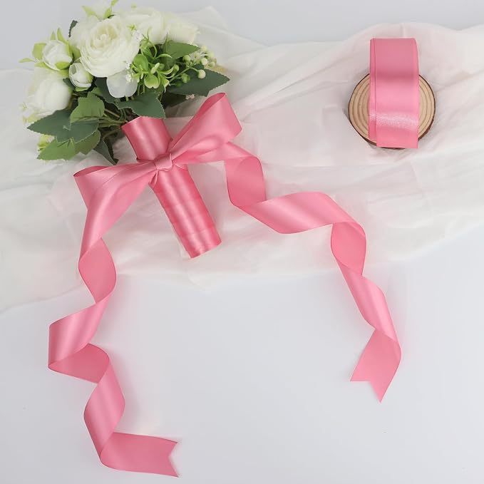 Rose Gold Solid Satin Ribbon 1-1/2 Inch 25 Yards Solid Polyester Fabric Ribbon - Image 6