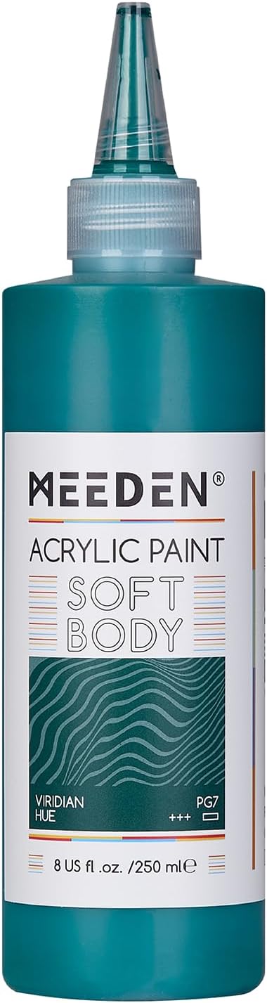 MEEDEN Viridian Hue Acrylic Paint: Matte Finish 250ml/8.45oz Soft Body Bulk by MEEDEN