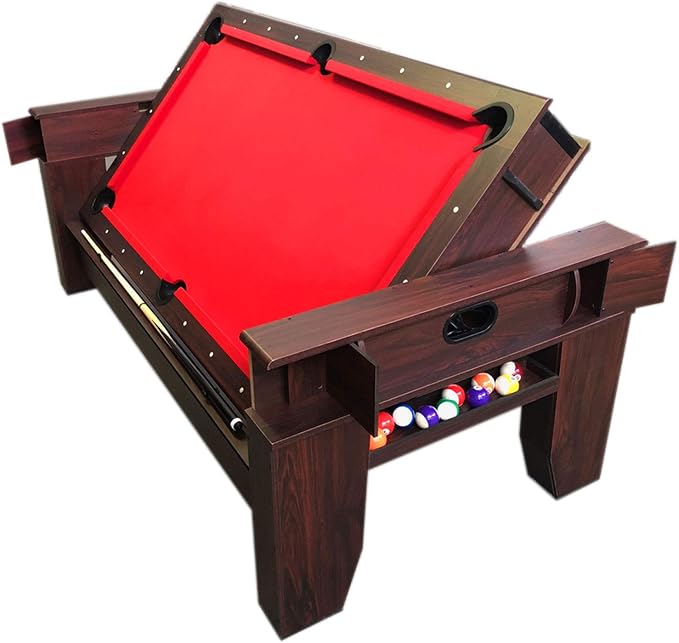 7ft Pool Table Air Hockey 2 in 1 Pool Table Red Felt - Image 4