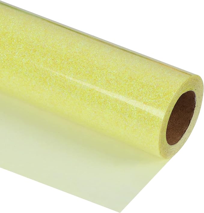 guangyintong Glow Glitter Light Yellow Heat Transfer Vinyl HTV Rolls, Glitter by guangyintong