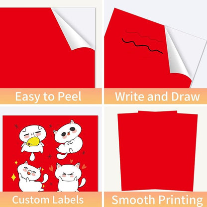 Printable Sticker Paper, 20 Sheets Red Printable Sticker Paper, Laser/Inkjet - Image 5