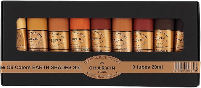 Charvin Extra Fine Professional Artist Oil Paint Set of 9 Earth Tones - 20ml - by Unknown