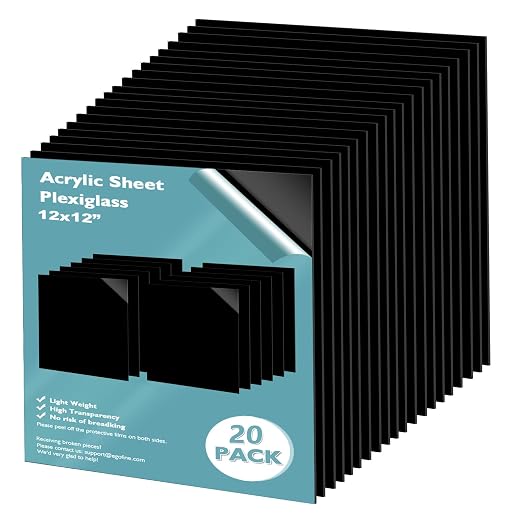 Egofine 12" x 12" Black Plexiglass Sheets 20 Pack 0.04 Inch Cast Acrylic Sheet by Egofine