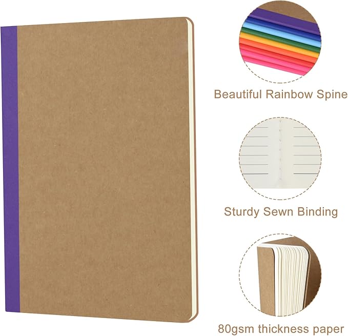 ZCZN Composition Notebooks Bulk, A5 Kraft Cover Lined Journals - Image 2