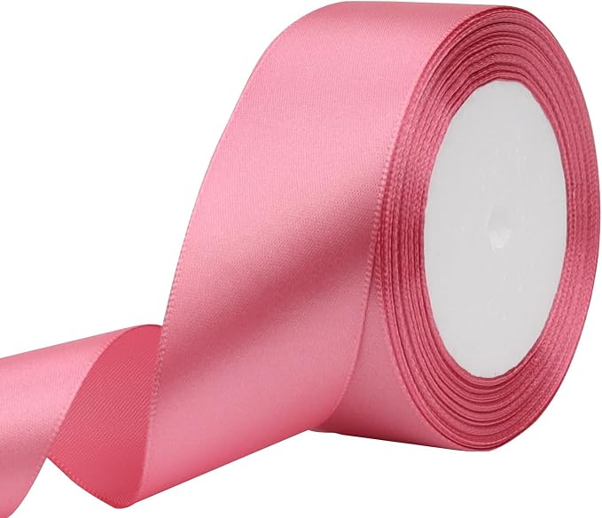 Rose Gold Solid Satin Ribbon 1-1/2 Inch 25 Yards Solid Polyester Fabric Ribbon by Riunbb