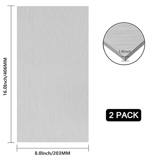 2Pack 6061 T651 Aluminum Sheet Metal 8 x 16 x 1/8 Inch Flat Plain Aluminum - Image 2