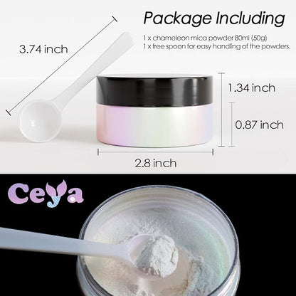 Ceya Chameleon Mica Powder, 1.8oz/ 50g Angelic Galaxy Chrome Nail Powder - Image 4