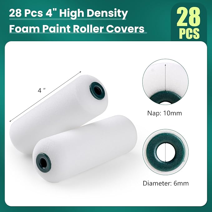 Foam Paint Roller, 28 Pack, 4 Inch Small Paint Roller Kit - Image 6