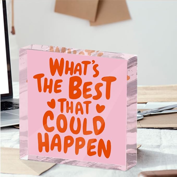 Inspirational Quote Desk Decor Acrylic Sign 4X4 Inch, Positive Affirmation Desk - Image 4