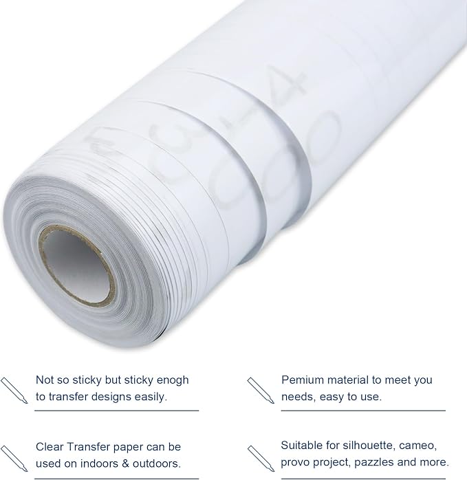 Clear Transfer Paper Tape Roll for Vinyl 12" x 50 FT Medium Tack for Adhesive - Image 3