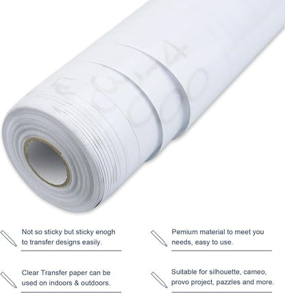 Clear Transfer Paper Tape Roll for Vinyl 12" x 50 FT Medium Tack for Adhesive - Image 3