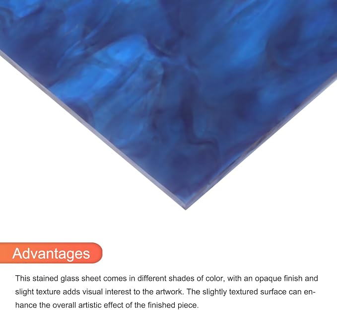 MECCANIXITY 2 Pcs Stained Glass Sheet Mosaic Tile 7.9 Inch x 5.9 Inch Dark Blue - Image 4