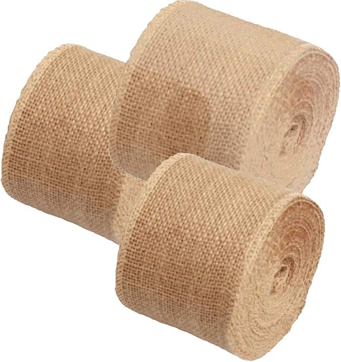 Burlap Ribbon 2" x 15 Yards Natural Jute 2 Inch 5yards 3 Rolls by AAYU