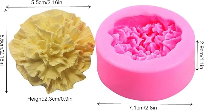 Carnation Flower Silicone Mold for Fondant Chocolate Candy Cake Decorating - Image 2