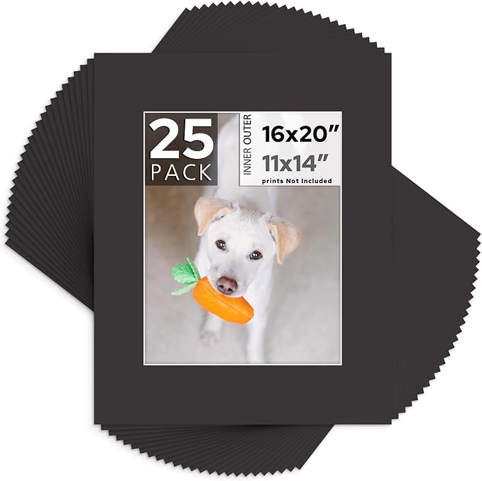 Mat Board Center, 16x20 for 11x14 Black Mats by MatBoardCenter