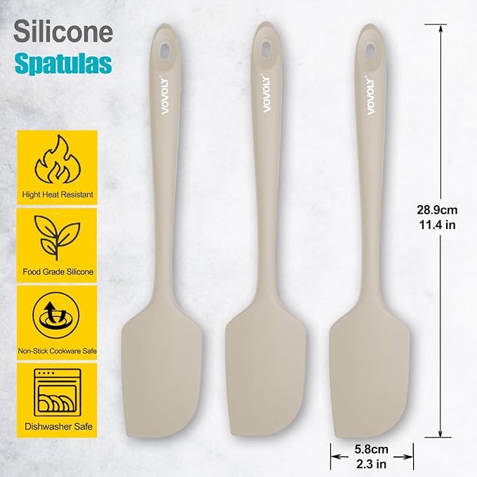 3 Pack Large Silicone Spatula for Kitchen, 600°F Heat resistant Rubber Spatulas - Image 2