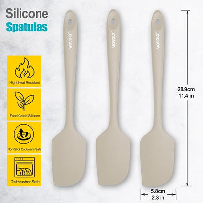 3 Pack Large Silicone Spatula for Kitchen, 600°F Heat resistant Rubber Spatulas - Image 2