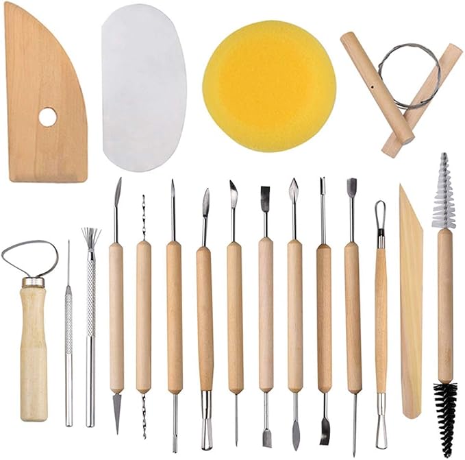 EuTengHao 19Pcs Pottery Tools Clay Sculpting Carving Tool Set Contains Most by EuTengHao