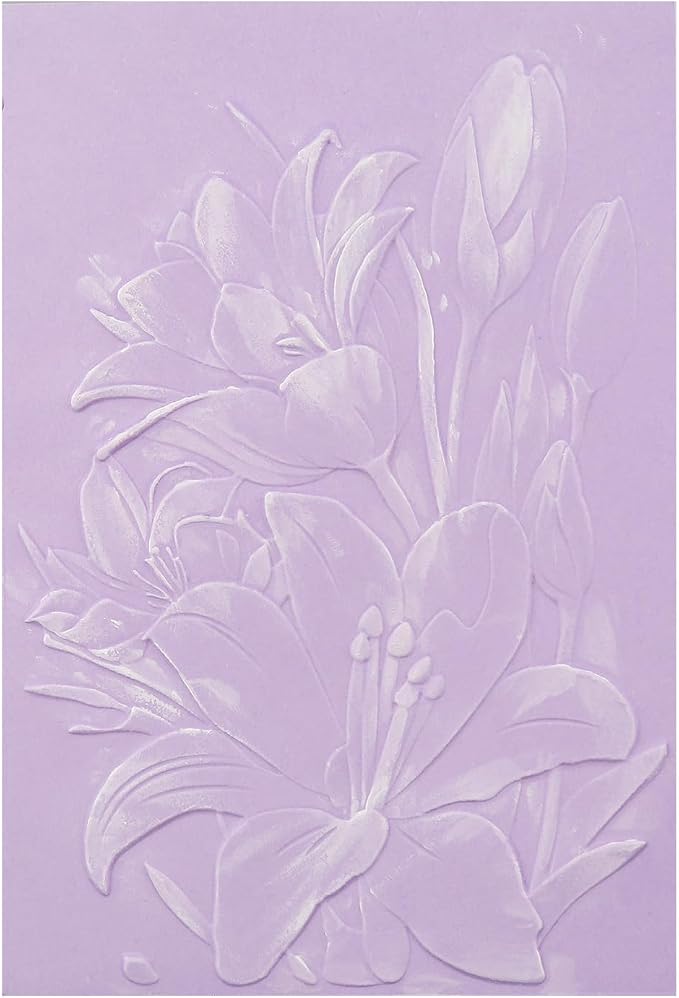 BAOFALI 3D Embossing Folder for Card Making, Lily Flowers Clear Plastic Texture by BAOFALI