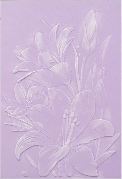 BAOFALI 3D Embossing Folder for Card Making, Lily Flowers Clear Plastic Texture by BAOFALI