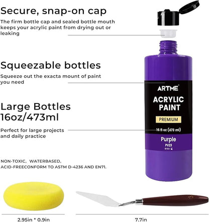 ARTME Acrylic Paint Set, 15 Unique Colors Large Bulk Acrylic Paint Non Toxic - Image 3