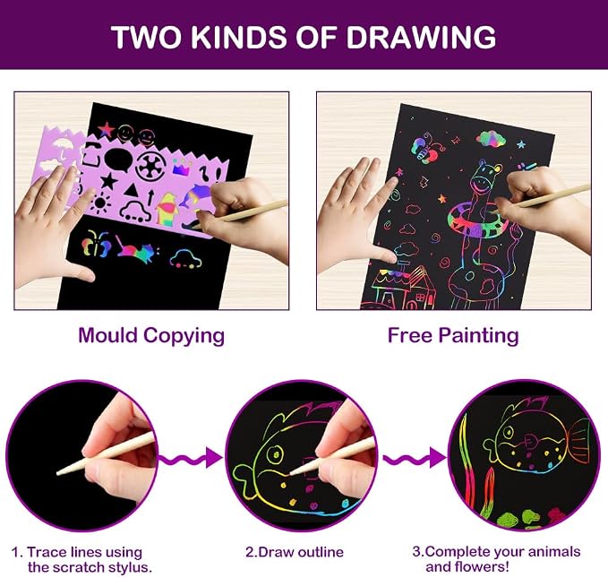 FUNNYB&G Rainbow Scratch Paper Art - Image 4