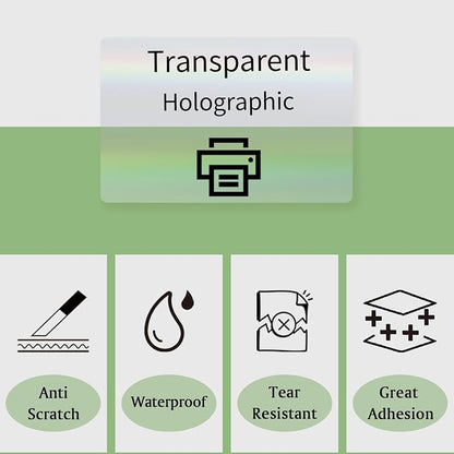 3x2 Inch Transparent Holographic Thermal Labels Stickers, Perforation Line - Image 3