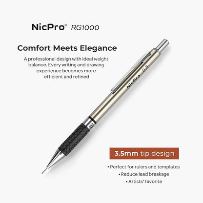 Nicpro 0.7 mm Art Mechanical Pencil Set in Storage Case, 3 Erasers - Image 2