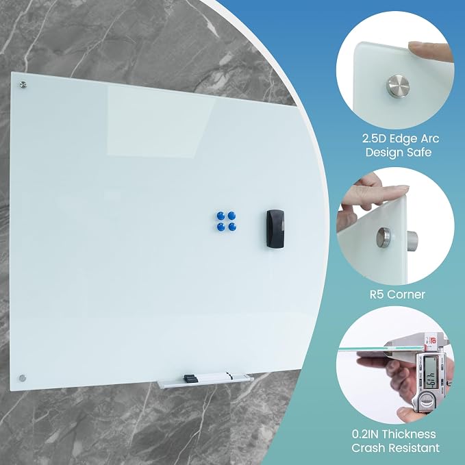 Magnetic Whiteboard Glass Writeboard 40"x60" Tempered Glass Dry Erase Board - Image 6