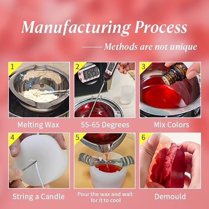8Pcs Rose Flower Tulip Peony Heart Candle Soap Wax Mold Valentine Day Silicone - Image 5