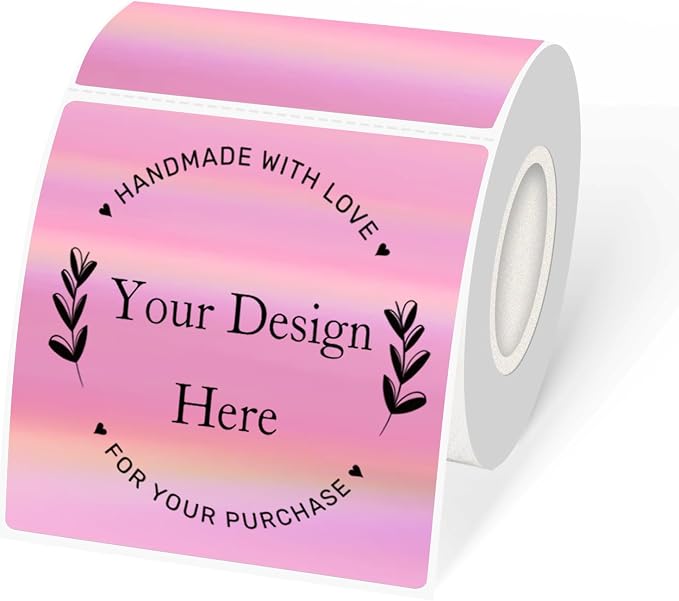 Holographic Square Thermal Labels Stickers 3" x 3", Direct Square Thermal by Unknown