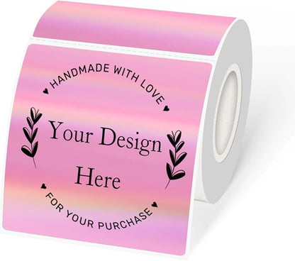 Holographic Square Thermal Labels Stickers 3" x 3", Direct Square Thermal by Unknown