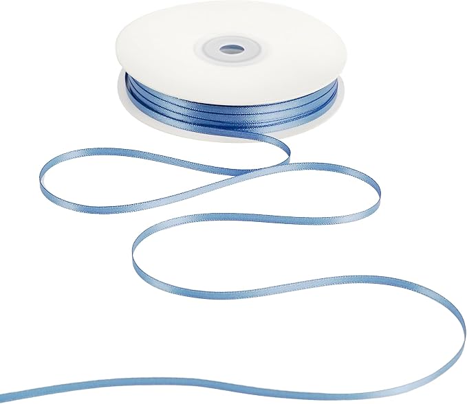 HUIHUANG 1/8" Smoke Blue Ribbon Continuous 100 Yards Solid Color Double Faced by HUIHUANG