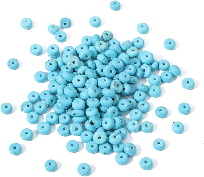 Natural Blue Turquoise Disk Stone Beads 4x2mm 160pcs Rondelle Loose Semi - Image 4