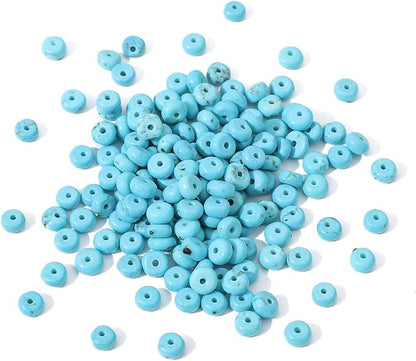 Natural Blue Turquoise Disk Stone Beads 4x2mm 160pcs Rondelle Loose Semi - Image 4