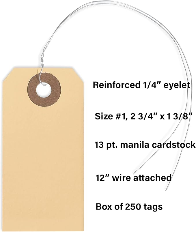 Shipping Tags with Wire Ties #1-2 3/4” x 1 3/8” - Image 3