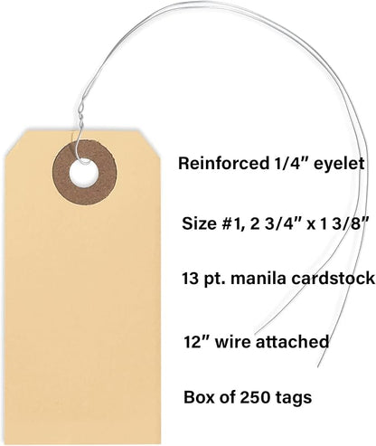 Shipping Tags with Wire Ties #1-2 3/4” x 1 3/8” - Image 3