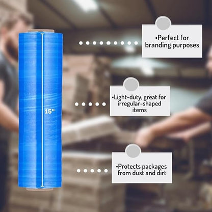PSBM Blue Stretch Wrap, 15 Inch x 1476 Feet, 144 Pack, Tinted Pre-Stretched - Image 4