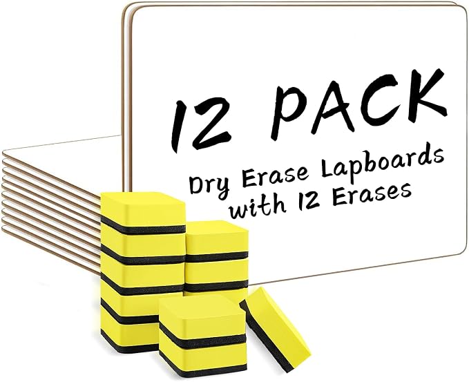 Dry Erase Lapboards, HERKKA 12 Pack Double Sided Small Dry Erase Whiteboards 9 by HERKKA
