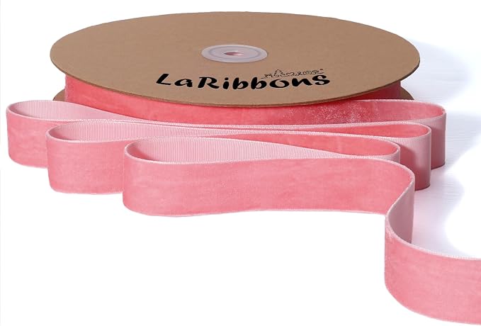 LaRibbons Thin Velvet Ribbon 1 Inch x 25 Yards, Gift Wrapping, Wreath Bow by LaRibbons